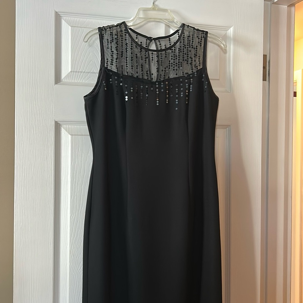 Beautiful EUC black floor length dress .
